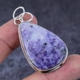 thumbnail image 2 of Natural Lepidolite Stone Handmade 925 Sterling Silver Jewelry Pendant 2.21", 2 of 2