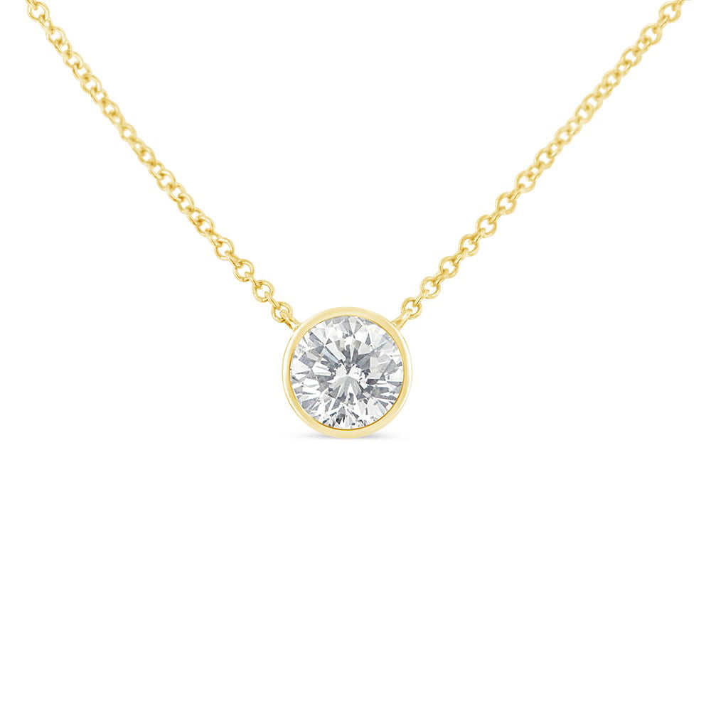 1/5ct I1/HI Natural Diamond 9K Yellow Gold Solitaire Diamond Pendant Necklace 