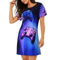 thumbnail image 2 of Haiem Play Gaming Print Women’s Short-sleeved Nightdress – Comfortable and Loose-Fit Sleepwear, Soft Cotton Sleep Shirt for Relaxing, Casual Nightdress, 2 of 6