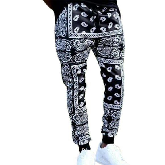 Carpenter Pants for Men, Mens Black Print Sweatpants Joggers Pants Sports Trousers Men Streetwear Casual Pantalones Men's Pants Black L