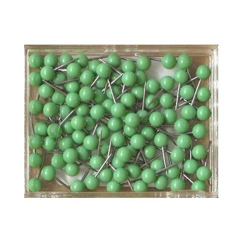1/8" Map Tack Push Pins Light Green (box of 100 pins)