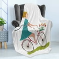 thumbnail image 4 of Bicycle Soft Flannel Fleece Blanket, Young Woman on Bike with Basket of Tulip Flowers Riding in the Spring Countryside, Cozy Plush for Indoor and Outdoor Use, 50" x 70", Multicolor, by Ambesonne, 4 of 5