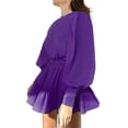 thumbnail image 3 of hirigin Women Summer Mini A-line Dress Solid Color Round Neck Ruched High Waist Dress Spring Autumn Casual Dress, 3 of 6