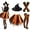 Black Orange, variant on Halloween Witch Costumes for Women Teens Gothic Cosplay Witch Hat Tutu Skirt Striped Knee High Socks Arm Warmers Set Black
