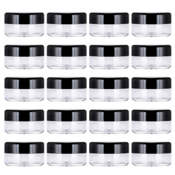 Narrster 60pcs Empty Round Pot Jars Plastic Cosmetic Containers Set with Lid for Storage Sample(Black)