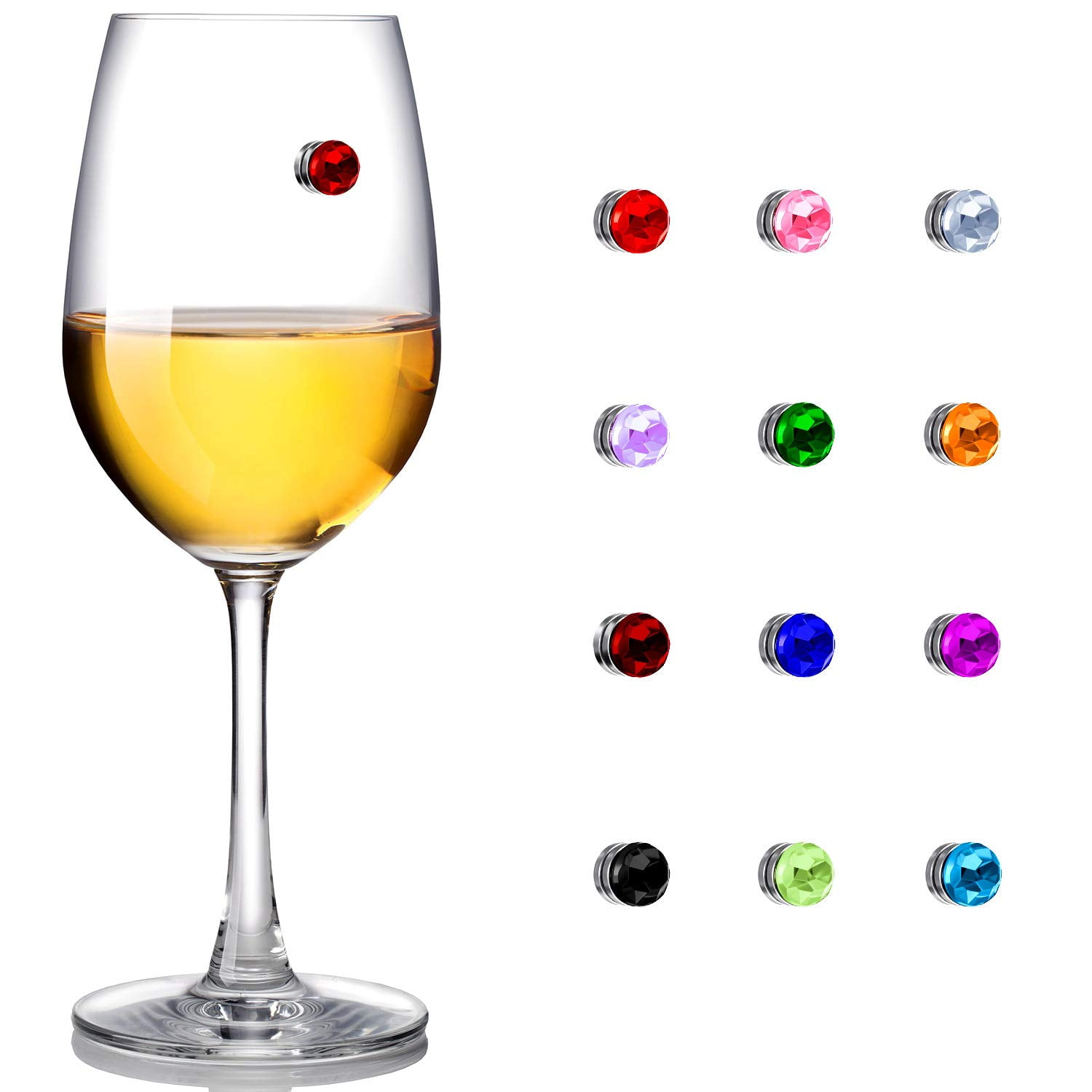 12 Pieces Silicone Drink Marker Wine Glass Charms for Party Champagne Flutes Cocktails Martinis Assorted Colors 