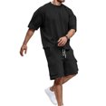 thumbnail image 2 of Mens Short Sets 2 Piece Outfits - Casual Summer Short Sleeve Sweatsuits Sets for Men with Cargo Pocket Casual Tracksuit Vacation Workout Sets, 2 of 9