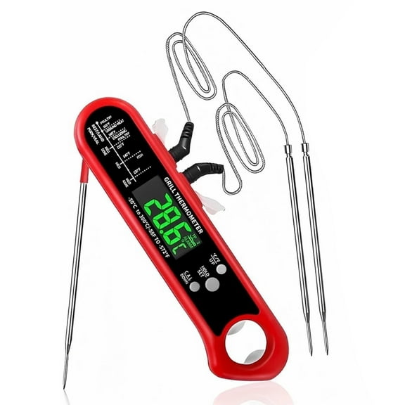 Digital Meat Thermometer with Dual Probe, Instant Read Food Thermometers for Oven Grilling Cooking