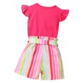 thumbnail image 3 of Conjunto de sudadera Gibobby para Niñas top sólido sin mangas con volantes pantalones cortos Siripe Rosa caliente 5-6 Años, 3 of 5