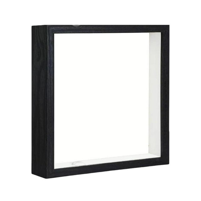 Marco de fotos con caja de sombra, decoración de mesa, 8 x 8 pulgadas, cuadrado profundo, decoración de pared Negro