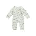thumbnail image 1 of Qiylii Baby Rainbow Romper, Long Sleeve Buttoned Crotch Bodysuit,1-3T, 1 of 8