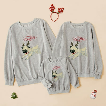 

Dadaria Christmas Pajamas for Family Parent-child Attire Christmas Printed Long Sleeve O-Neck Shirts Tops Pullover Family Matching Kid Sweatshirts Black Gray White Kids 2 Years