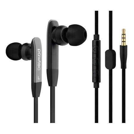 Pawtec Premium In-Ear Noise Cancellation Earphones with Volume Control and Microphone - Compatible with Apple iPhones and Android Smartphones with a Headphone Jack - Call Answer Button / Tangle