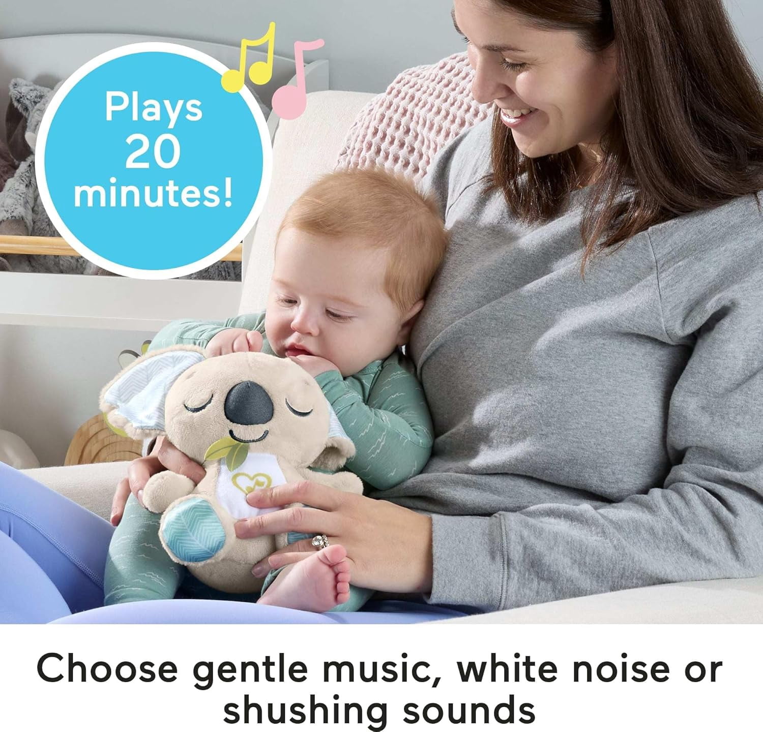 Fisher-Price On-The-Go Koala Soother, Plush Portable Sound Machine for Newborns