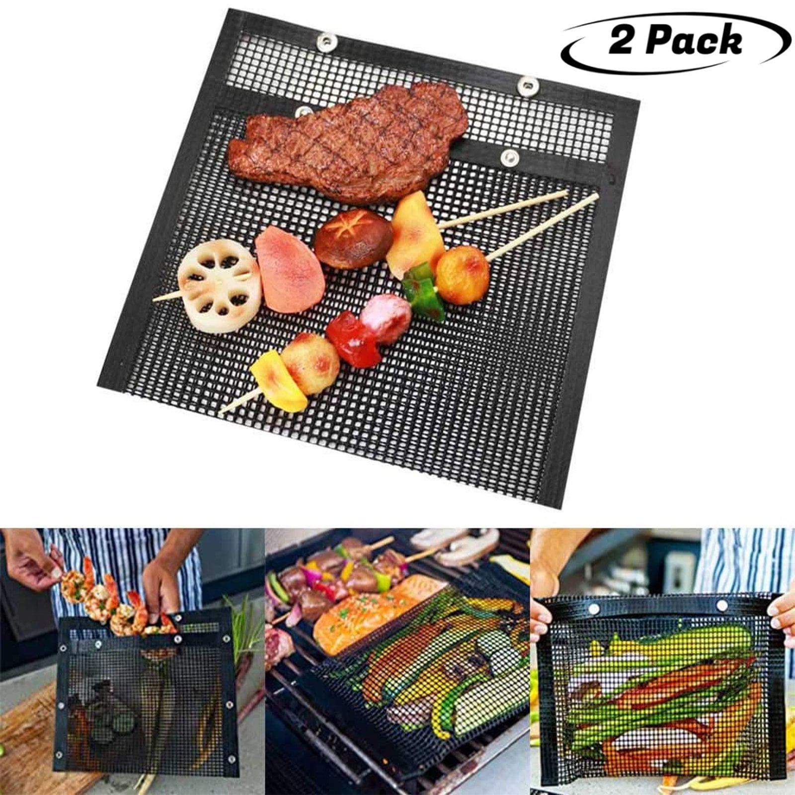 Non-Stick BBQ Mesh Grill Bag High Temperature Barbecue Baking Mat Pad _NEW 
