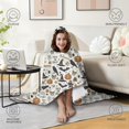 thumbnail image 4 of Wearable Blanket,Beige Halloween Pumpkin Skull Bat Pattern Hooded Wearable Sherpa Blanket for Adults & Teens,Winter Poncho Shawl Wrap Cape Thick Warm,50"x60", 4 of 5