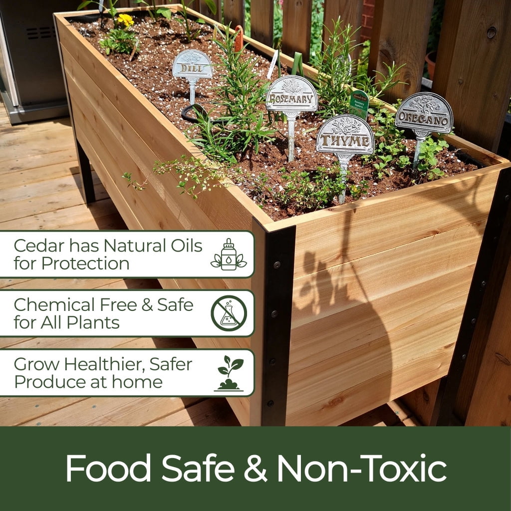 Cedar Planters 18" x 48" Elevated Garden Bed - Western Red Cedar Raised Planter Box, 24" Tall