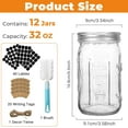 thumbnail image 2 of CycleMore Wide Mouth Mason Jars 32 oz, 12 Pack Large Glass Mason Jar with Metal Airtight Lids and Bands, 1 Quart Canning Jars for Pickling, Fermenting, Food Storage & DIY Projects, 2 of 5