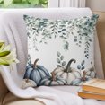 thumbnail image 3 of Pillow Covers 18x18 Set of 2, Blue Grey Pumpkins Fall Throw Pillow Covers Decorative Couch Cushion Cover, Eucalyptus Leaves Thanksgiving Microfiber Soft Square Pillowcases for Bedroom Living Room, 3 of 9