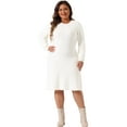 thumbnail image 3 of DARING DIVA Plus Size Sweater Fall Crew Neck Long Sleeve Dress 3X White, 3 of 5
