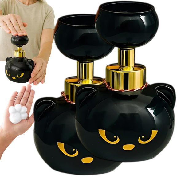 Cute Cat Paw Foam Soap Dispenser, Cat Pawprint Soap, Refillable Hand Soap Pump Spooky-Cute Cat Pawprint Foam Soap Press for Bathroom & Kitchen, Pawprint Magic – Halloween Edition (2Pcs)