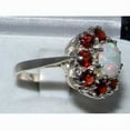 thumbnail image 3 of LBG 14k White Gold Natural Opal and Garnet Womens Anniversary Ring - Size 10.25, 3 of 4