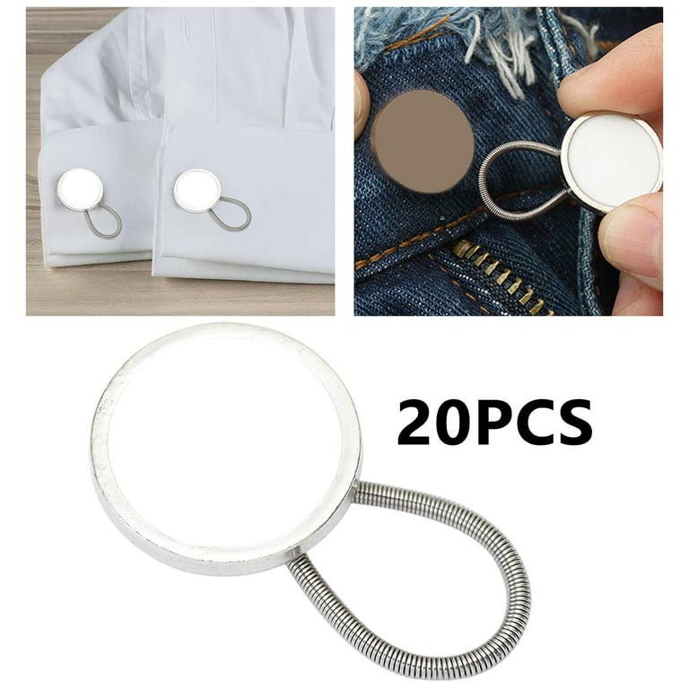 20Pcs Elastic Collar Extenders Metal Button Neck Extender for Dress Shirt  Neck Collar Sleeves Pants Waist Extention 