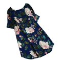 thumbnail image 3 of Pompotops Femmes Imprimé Fleurs et Feuilles Robe en Coton Mélangé à Manches Courtes, 3 of 3