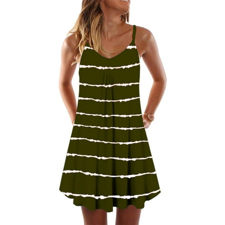 

Nightshirt for Women Ladies Summer Stripe Sleep Dress Casual Strappy Night Dress Pajamas Loungewear Nightwear