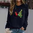 thumbnail image 2 of EHQJNJ Chandails en Molleton pour Femmes avec Poches Chandails en Molleton Décontractés à Col Rond Manches Longues Raglan Arbre de Noël Imprimé Petit Chat Espiègle Pull Chandails en Molleton de Noël pour Femmes 2024 Drôle, 2 of 4