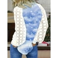 thumbnail image 5 of Plus Size Christmas T-shirt, Women's Plus Christmas Reindeer & Slogan Print Contrast Lace Long Sleeve Round Neck Slight Stretch T-shirt, 5 of 5