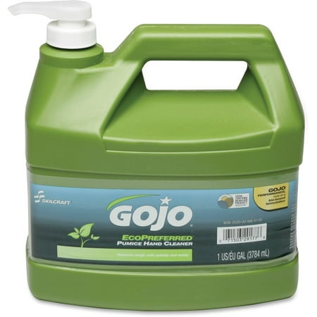 SKILCRAFT GOJO EcoPreferred Pumice Hand Cleaner - Lime Scent - 1 gal (3.8 L) - Dirt Remover, Grease Remover, Soil Remover - Hand - Gray - Heavy Duty, Bio-based - 4 /