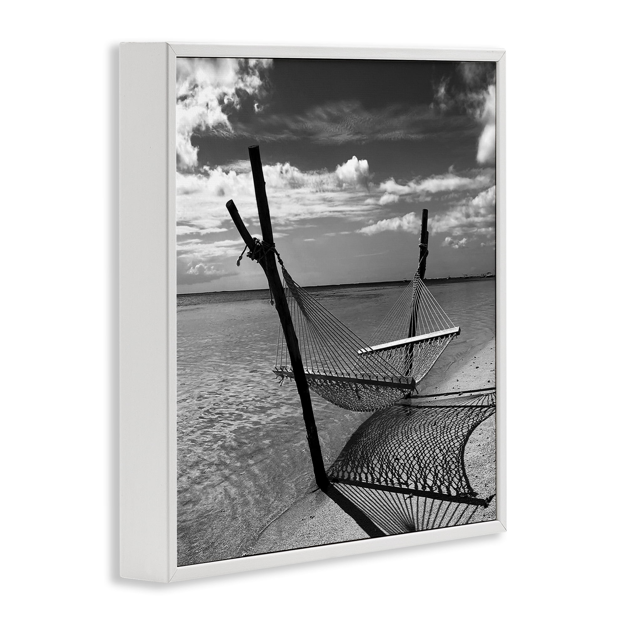 Stupell Industries Windward Beach Hammock Coastal Photography White Framed Art Print Wall Art, 17 x 17