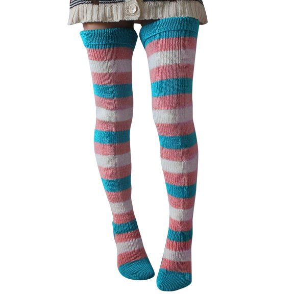 NMMUED Thigh High Leg Warmers Christmas Gifts for Women Boot Socks Christmas Outfits for Women Thigh High Socks Holiday Stockings for Women Cute Socks for Women Blue One Size