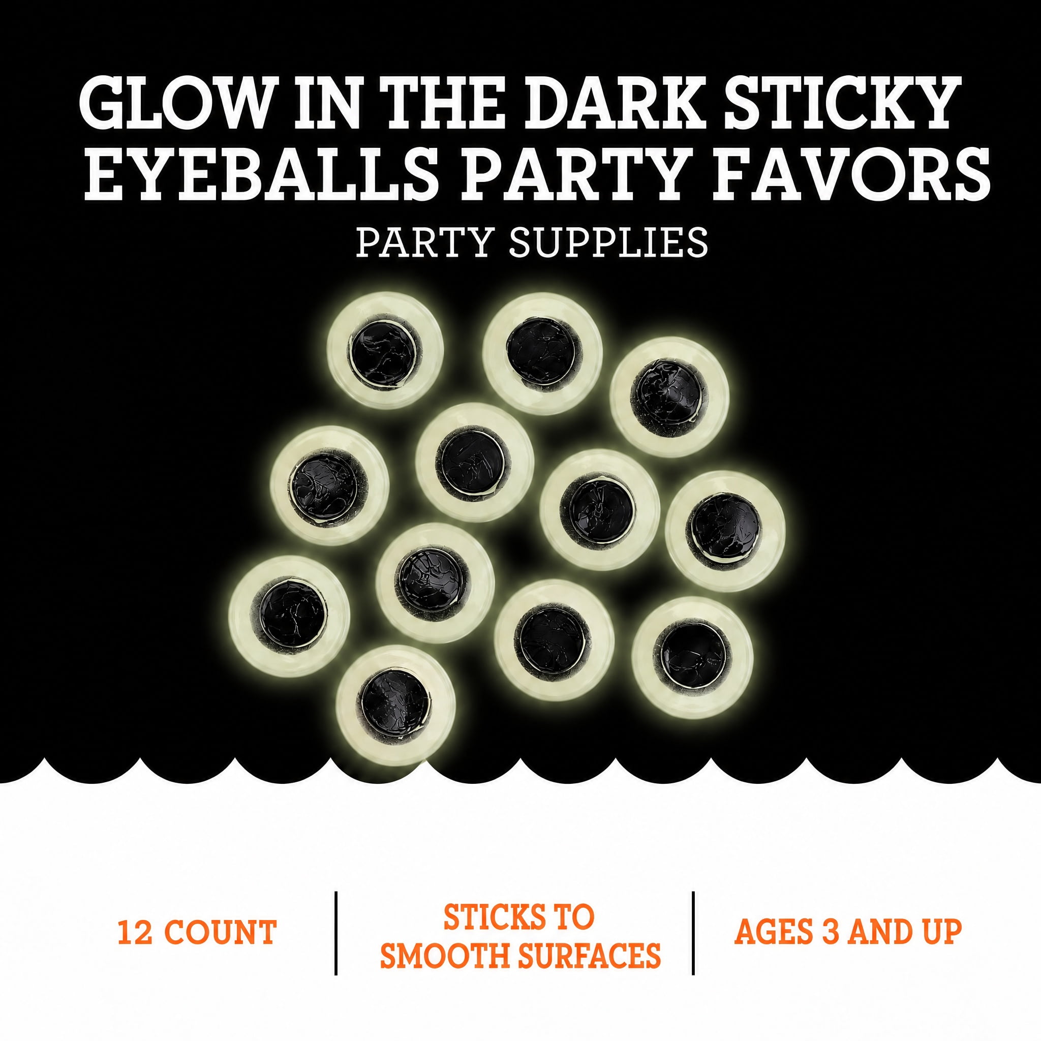 Glow-in-the-Dark Sticky Eyeballs Party Favors, Multicolor, 12 Count, Halloween by Way To Celebrate
