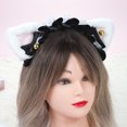 thumbnail image 4 of Aro de pelo Tocado de orejas de gato esponjoso, diadema de cinta de Lolita, adorno para el cabello, accesorio para el cabello, diadema de encaje con orejas de gato para niñas y mujeres, 4 of 8