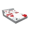 thumbnail image 2 of Ambesonne Animal Fitted Sheet & Pillow Sham Set, Funny Dog with Hearts, Queen, Red White, 2 of 2