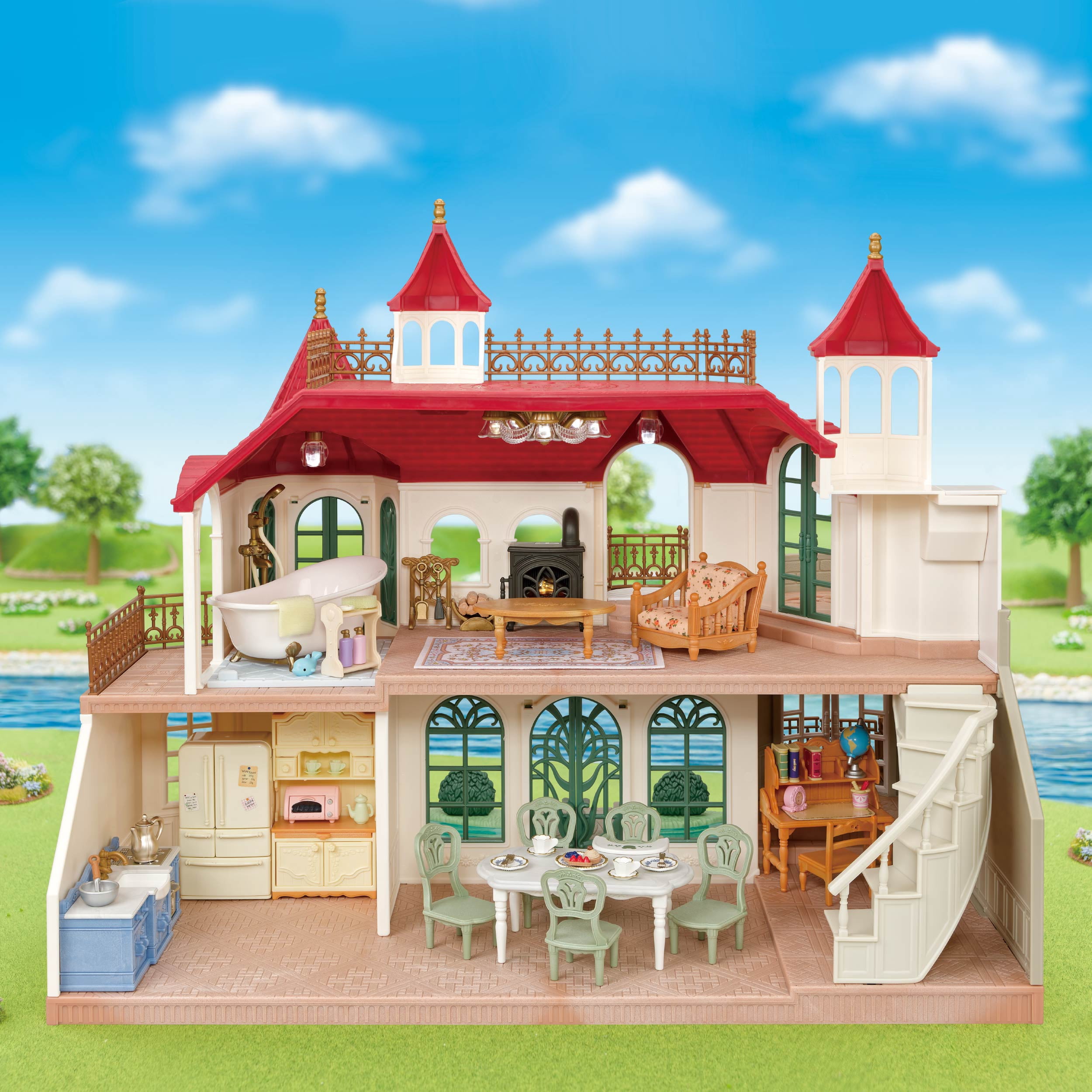 Calico Critters Red Roof Riverside Manor, Dollhouse for Children 3+