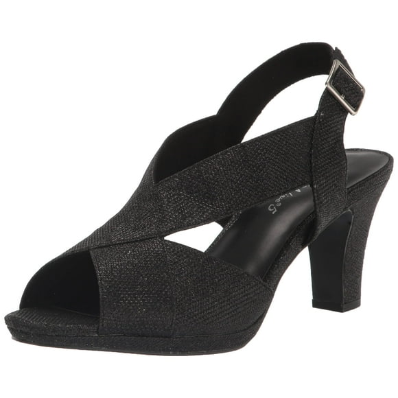 Sandalia con tacón Easy Street Christy para mujer, color negro con purpurina