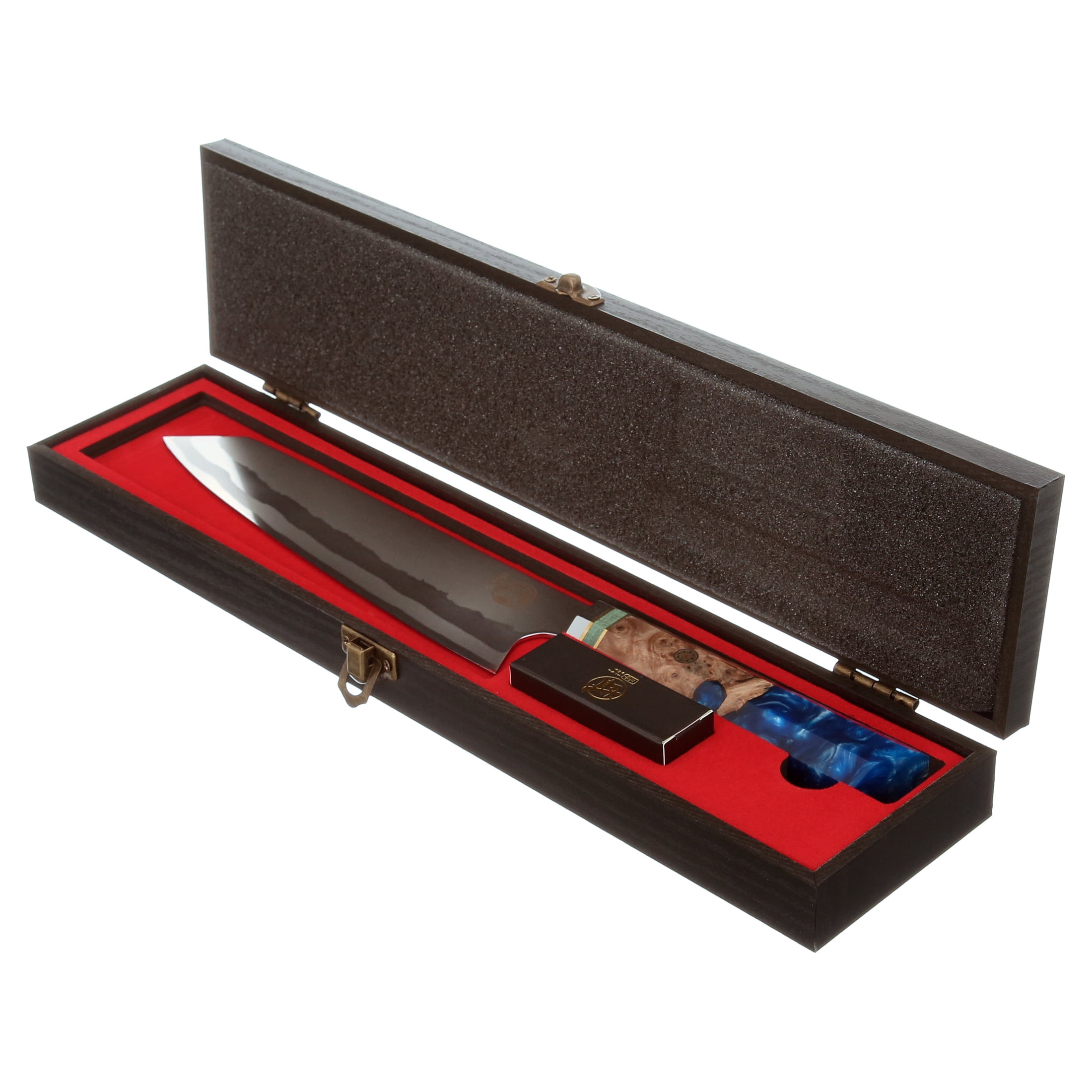 MITSUMOTO SAKARI 8 inch Japanese Kiritsuke Chef Knife (Blue Pomegranate Handle & Gift Box)