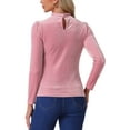thumbnail image 3 of INSPIRAR CHIC Blusa de Manga Larga con Panel de Malla y Puntos Suizos en Corte en V L Rosa, 3 of 6