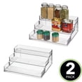 thumbnail image 2 of mDesign Plastic Kitchen 3-Tier Spice Rack, Food Storage Organizer, 2 Pack, Clear, 2 of 9