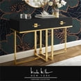 thumbnail image 2 of Posh Living Mano 2-Drawers Stainless Steel Base Console Table Black/Gold, 2 of 9