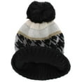 thumbnail image 2 of CTM  Knit Houndstooth Pattern Winter Beanie Hat with Pom (Women), 2 of 3