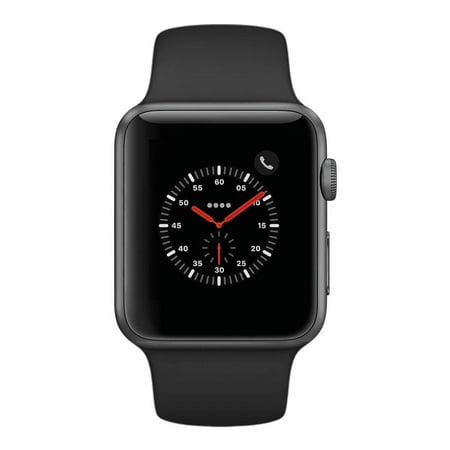Apple Watch Series 3, 42MM, GPS + Cellular, Space Gray Aluminum Case, Black Sport Band (Non-Retail Packaging)