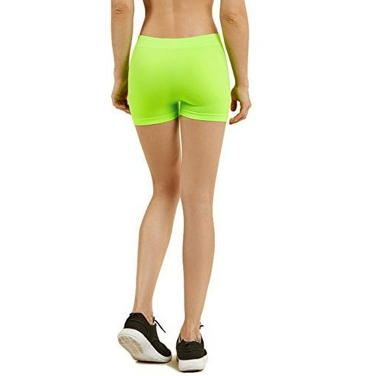 Gilbins 2 Pack Women's Seamless Stretch Yoga Exercise Shorts Lime