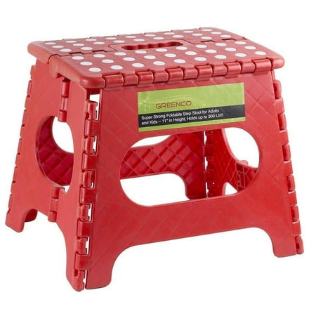 Greenco Super Strong Foldable Step Stool for Adults and Kids, 11", Red