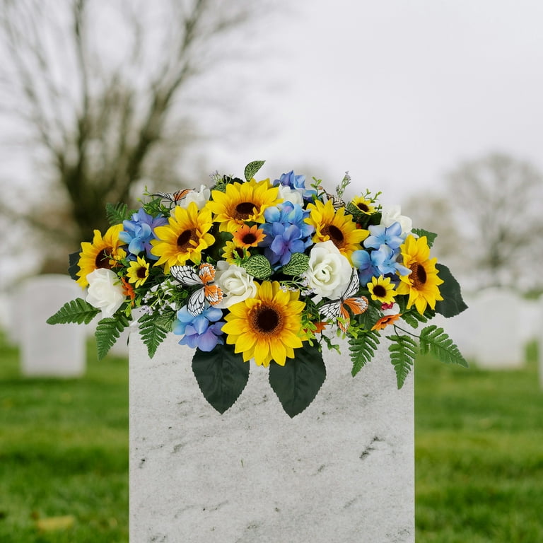 Mainstays 30in Outdoor Artificial Floral Headstone Saddle