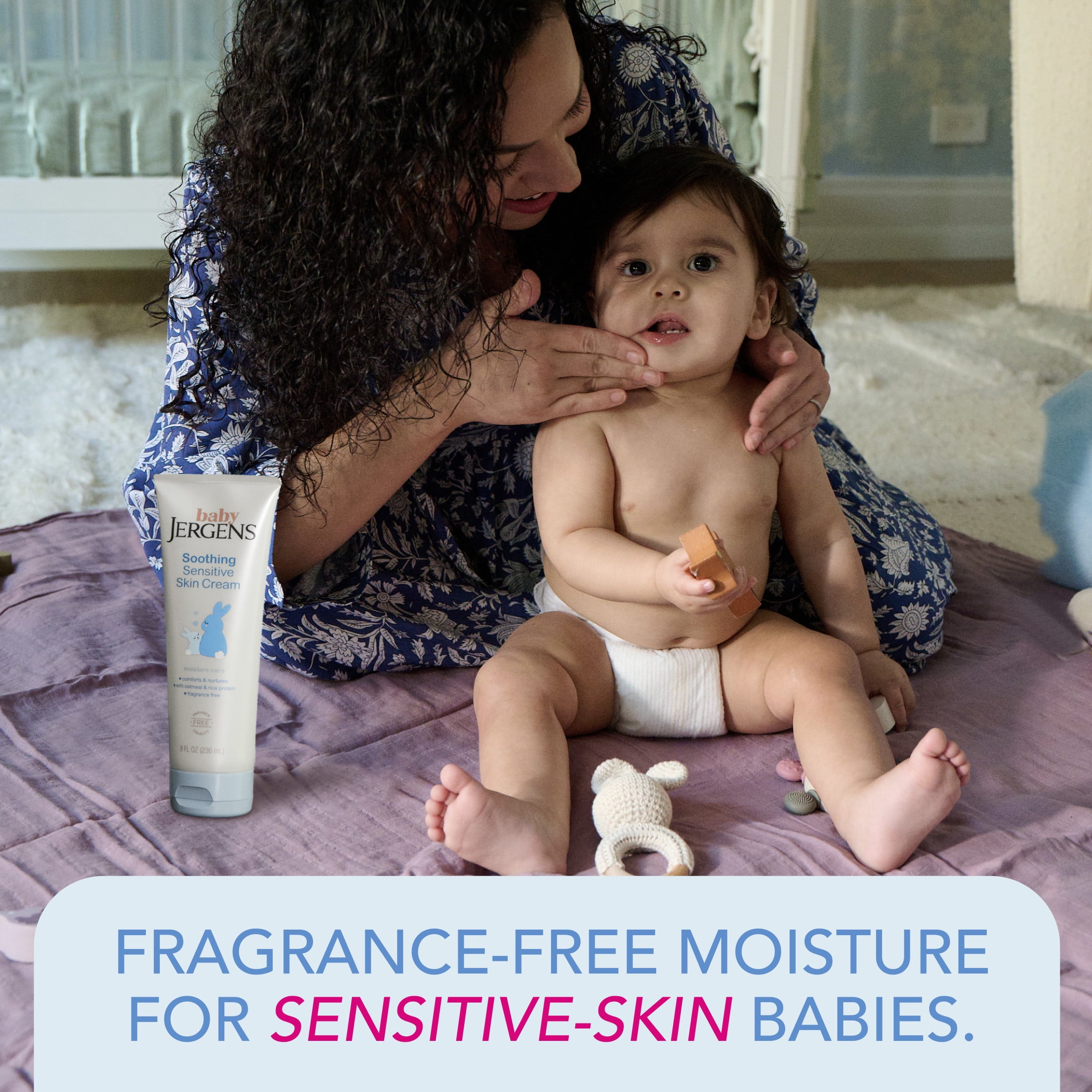 (2 pack) Baby Jergens Soothing Sensitive Skin Cream, Newborn Dry Skin, Fragrance-Free, 8 fl oz