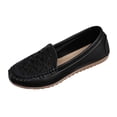 thumbnail image 2 of Women's Classic Comfort Leather Loafers Casual Slip-On Walking Flats Driving Boat Shoes Round Toe Lightweight Low Top Non Slip Cute Business Work Office Dress Shoes Black 6.5, 2 of 5